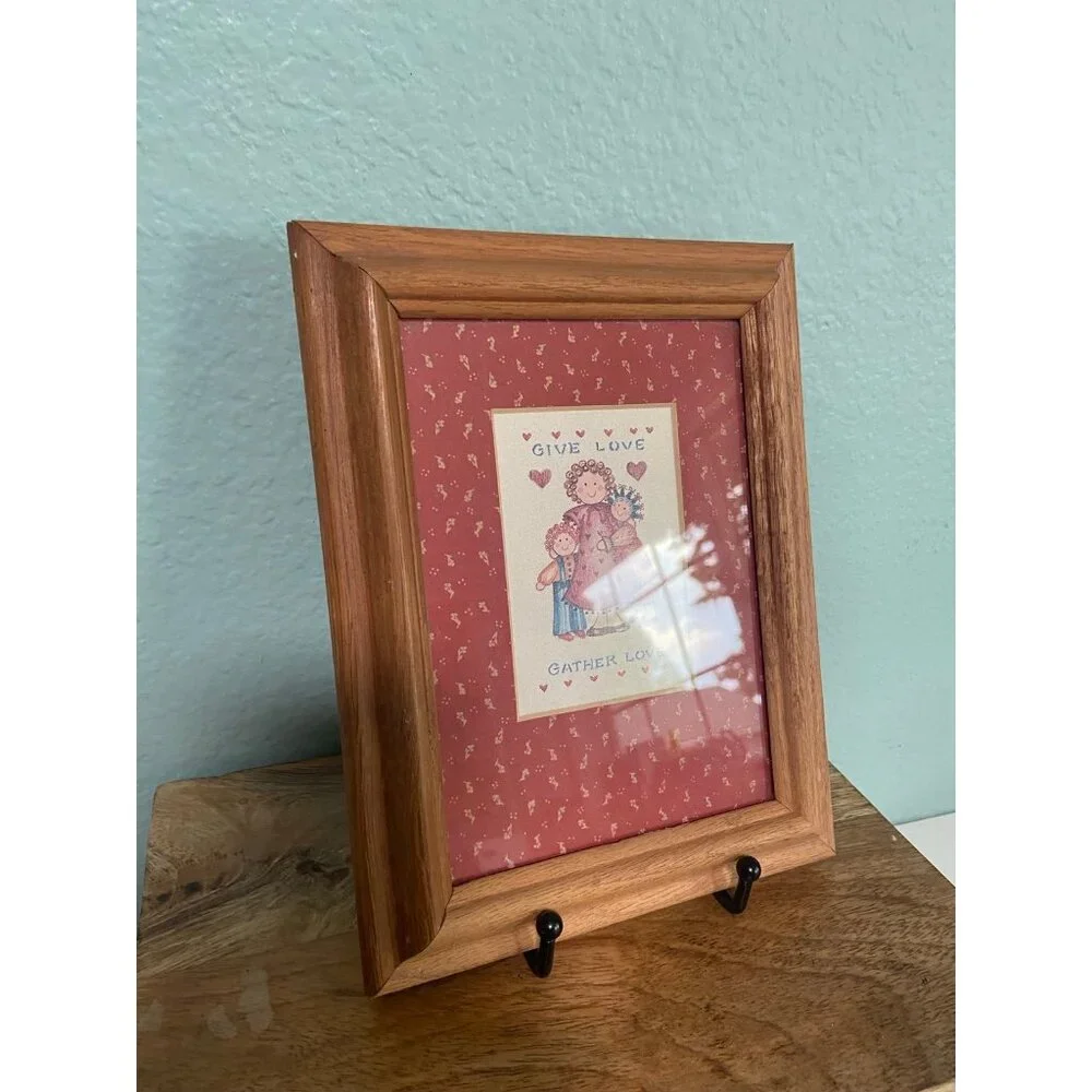 Vintage Give Love Gather Love Framed Art Boho Granny 90s‎